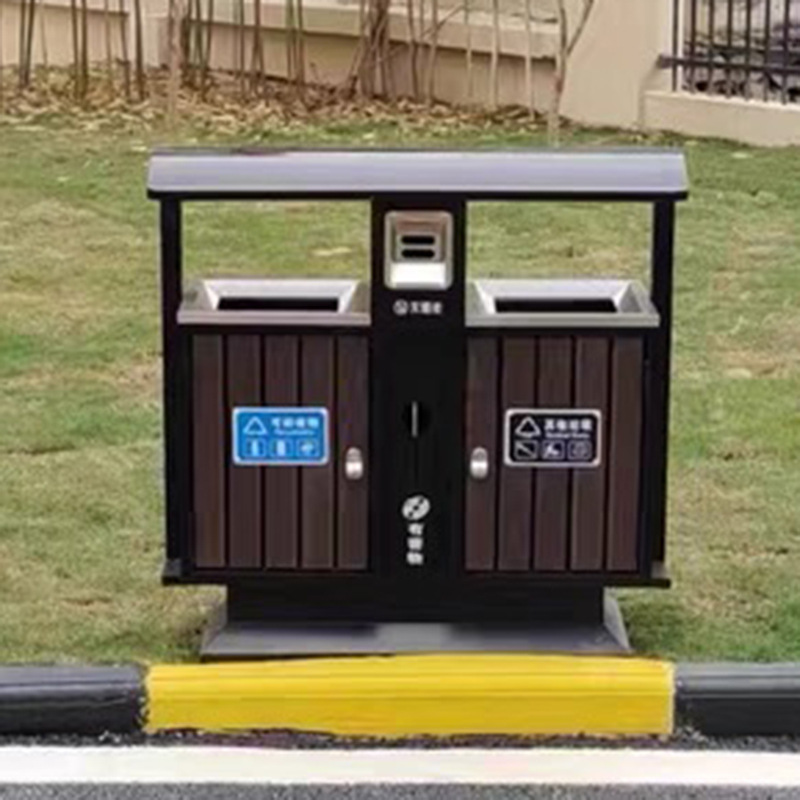 户外果皮箱垃圾箱批发 镀锌板双桶环卫垃圾箱 公园景区商用垃圾箱