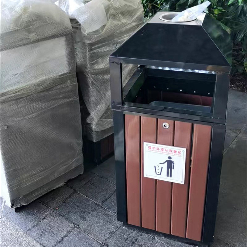 公园景区复古垃圾箱批发 镀锌板环卫垃圾箱 大号商用室外垃圾箱