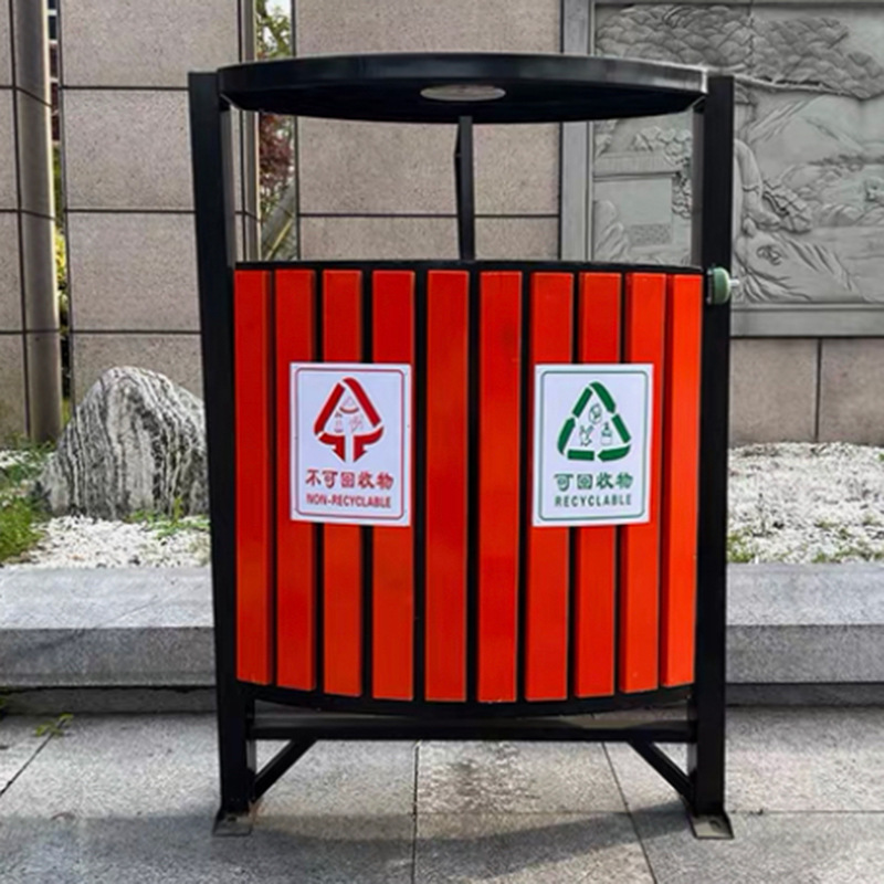 防腐木户外复古垃圾箱 街道小区景区分类垃圾箱 市政垃圾箱批发